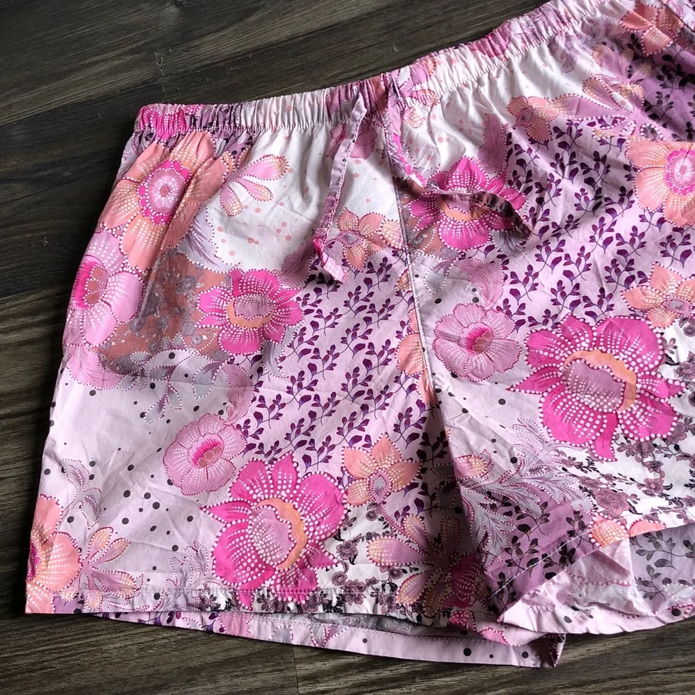 The Cat’s Pajamas Piper Luxe Cotton Shorts Pink Floral Print Medium